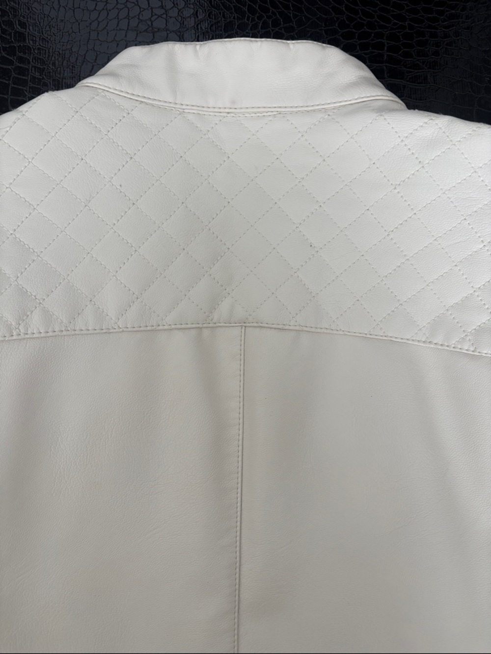 Levi's White Women's Moto Leather Jacket faux large - Picture 8 of 9